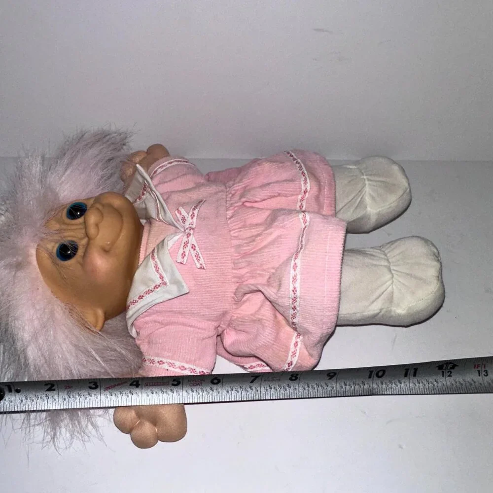 Vintage Troll Kidz Russ Berrie Girl doll Pink Sailor Dress and Hat EUC